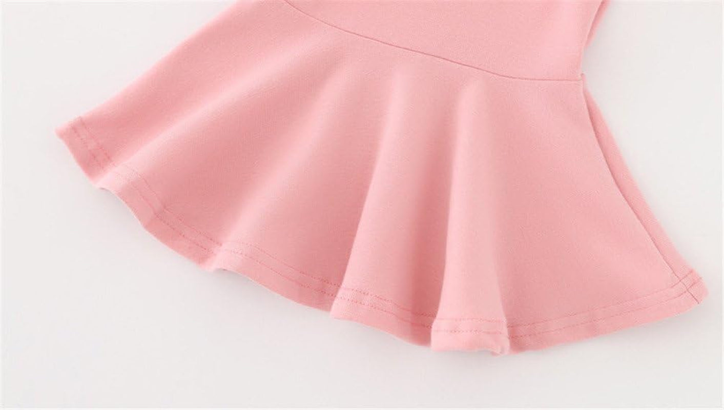 Toddler Baby Girls Long Sleeve Cotton Dress Solid Ruffle Tops