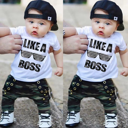 0-3Y Newborn Infant Toddler Baby Boy Clothes Set Kids Boys Cute Short Sleeve T-Shirt Top+Pants Outfits Clothing Set